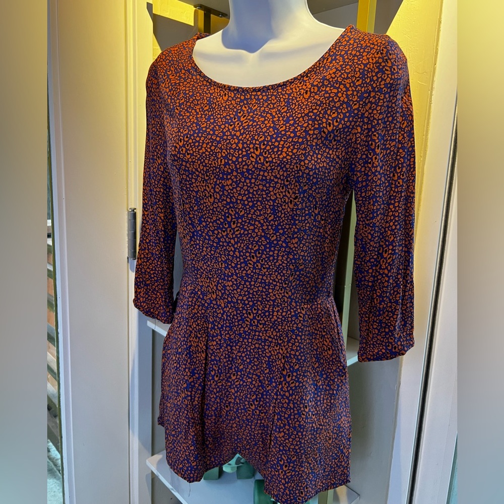 Forever 21 Romper Orange and Blue Leopard size S